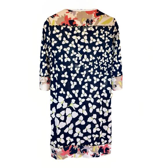 Diane von Furstenberg Women's Blue Silk Shift Dress Riviera Floral Print Size 4 - Picture 10 of 14
